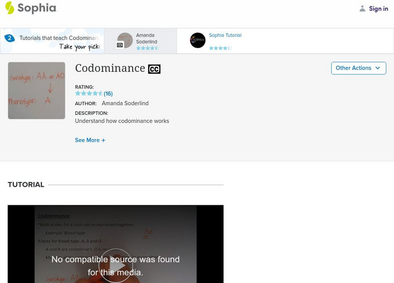 Sophia: Codominance: Lesson 3 Instructional Video