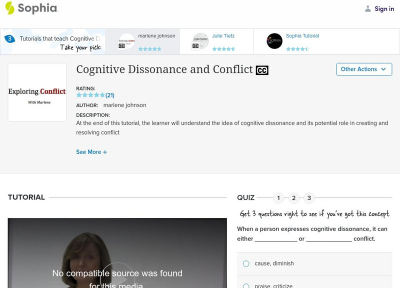 Sophia: Cognitive Dissonance and Conflict: Lesson 1 Instructional Video