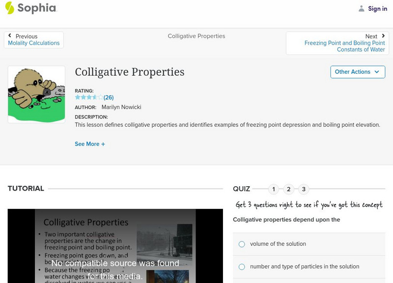 Sophia: Colligative Properties Instructional Video