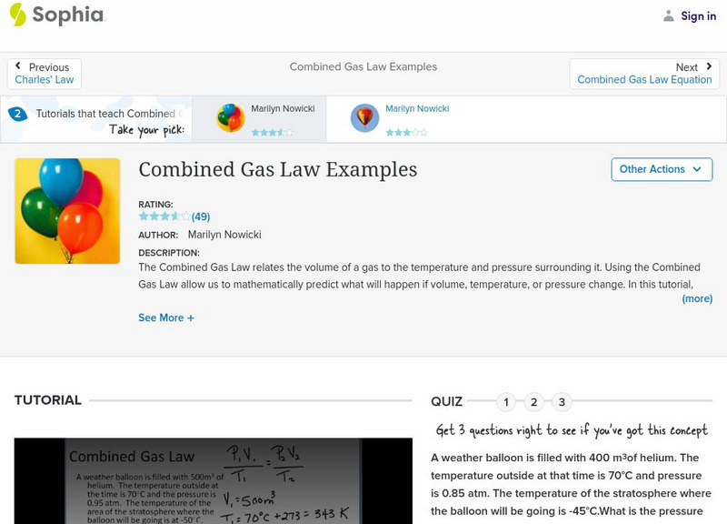 Sophia: Combined Gas Law Examples: Lesson 1 Instructional Video