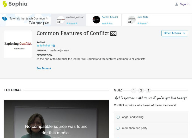 Sophia: Common Features of Conflict: Lesson 2 Instructional Video Sophia: Common Features of Conflict: Lesson 2 Instructional Video