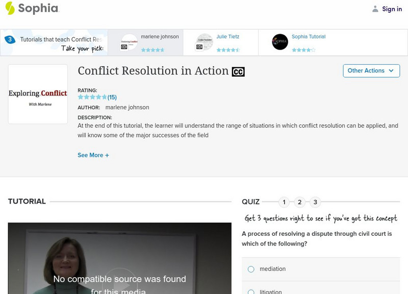 Sophia: Conflict Resolution in Action: Lesson 2 Instructional Video Sophia: Conflict Resolution in Action: Lesson 2 Instructional Video