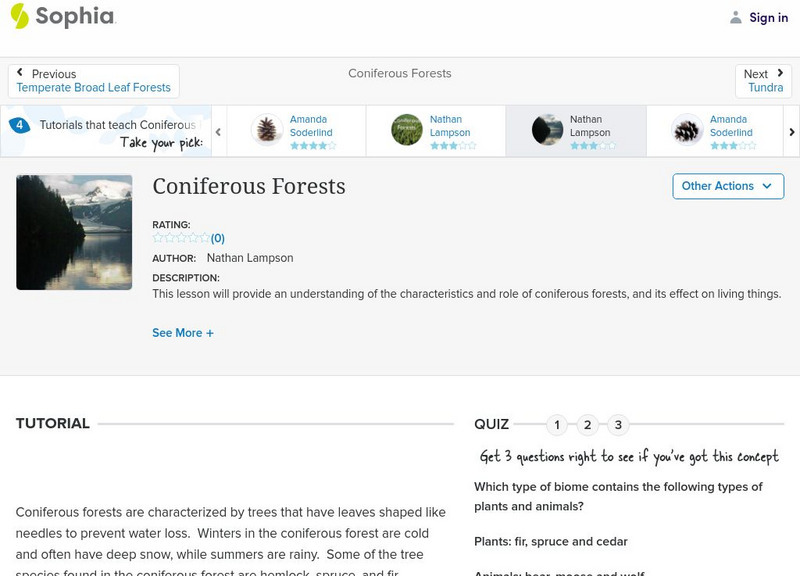 Sophia: Coniferous Forests: Lesson 4 Unit Plan Sophia: Coniferous Forests: Lesson 4 Unit Plan