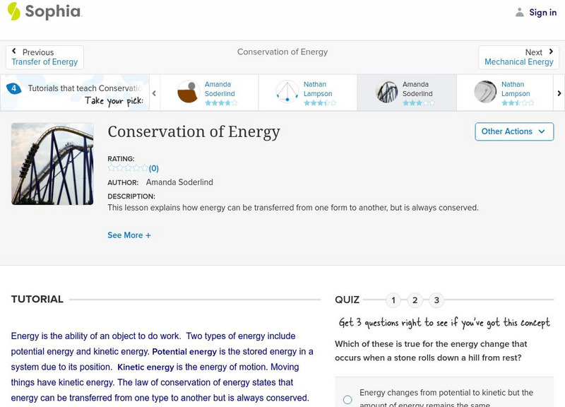 Sophia: Conservation of Energy: Lesson 1 Unit Plan Sophia: Conservation of Energy: Lesson 1 Unit Plan