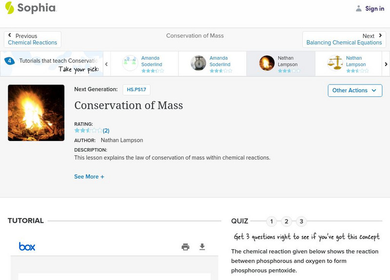 Sophia: Conservation of Mass: Lesson 4 PPT Sophia: Conservation of Mass: Lesson 4 PPT