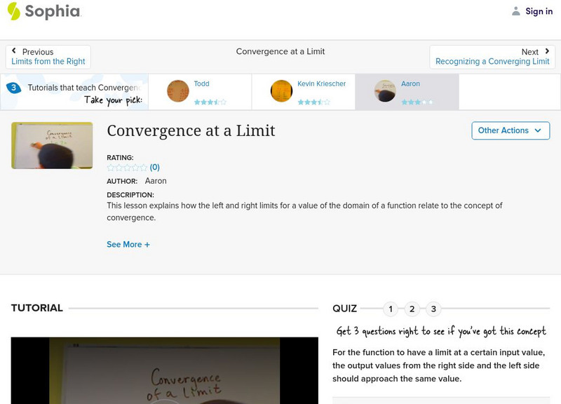 Sophia: Convergence at a Limit: Lesson 2 Instructional Video