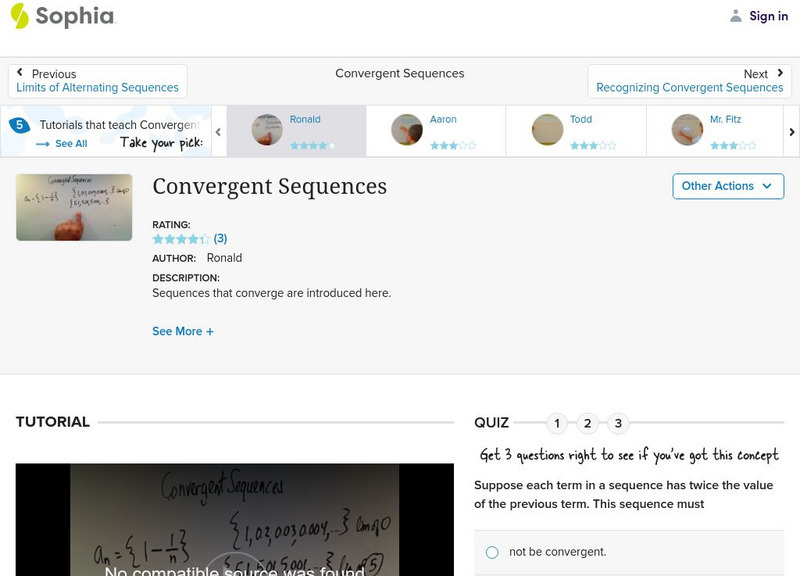 Sophia: Convergent Sequences: Lesson 2 Instructional Video