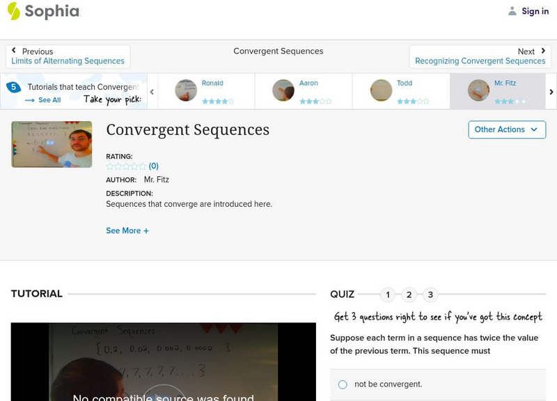 Sophia: Convergent Sequences: Lesson 3 Instructional Video