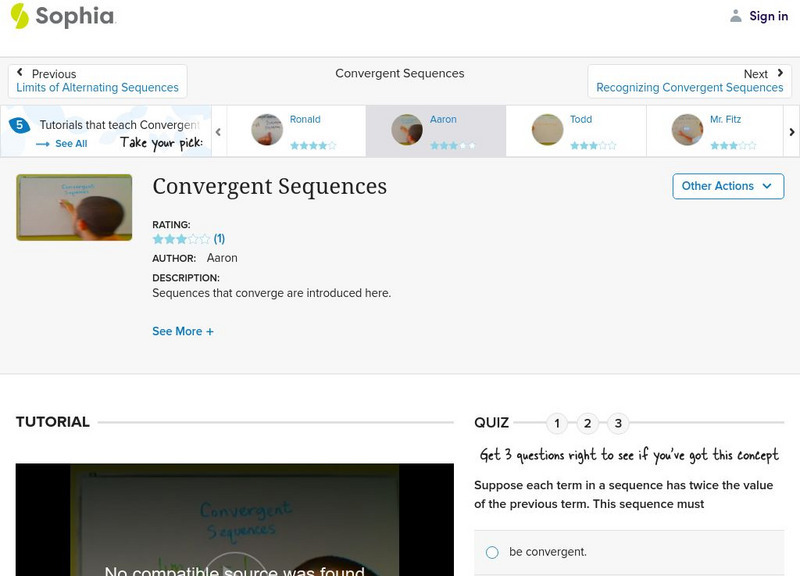 Sophia: Convergent Sequences: Lesson 4 Instructional Video
