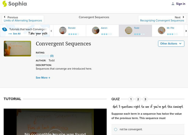 Sophia: Convergent Sequences: Lesson 1 Instructional Video