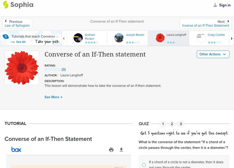 Sophia: Converse of an if Then Statement: Lesson 4 PPT