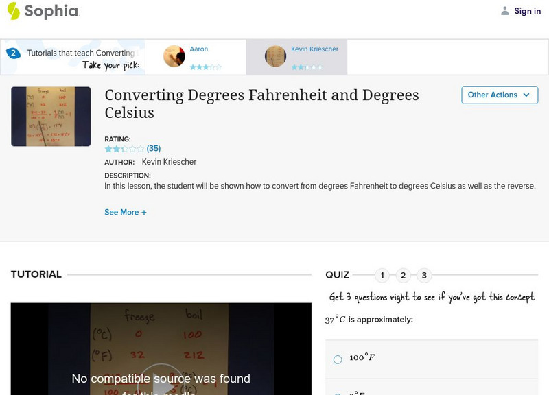 Sophia: Converting Degrees Fahrenheit and Degrees Celsius: Lesson 1 Instructional Video
