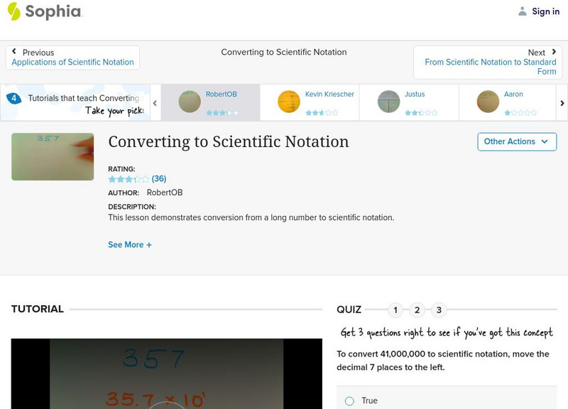 Sophia: Converting to Scientific Notation Instructional Video