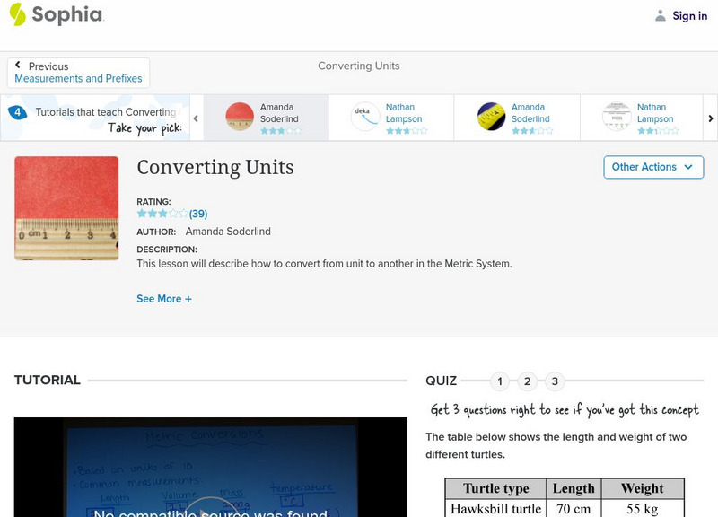Sophia: Converting Units: Lesson 2 Instructional Video Sophia: Converting Units: Lesson 2 Instructional Video