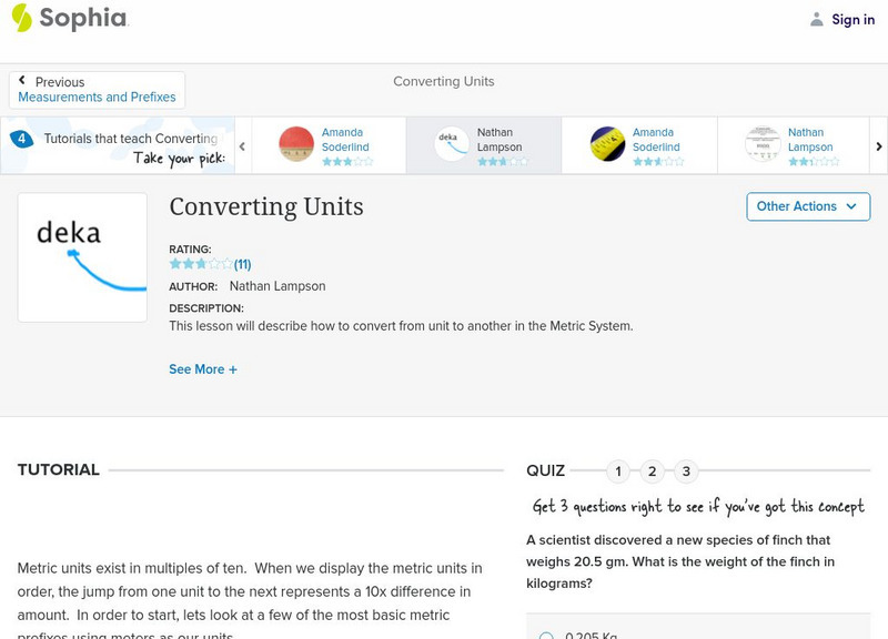 Sophia: Converting Units: Lesson 3 Unit Plan Sophia: Converting Units: Lesson 3 Unit Plan