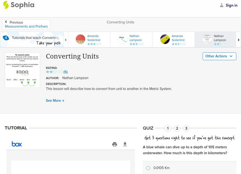 Sophia: Converting Units: Lesson 5 PPT Sophia: Converting Units: Lesson 5 PPT