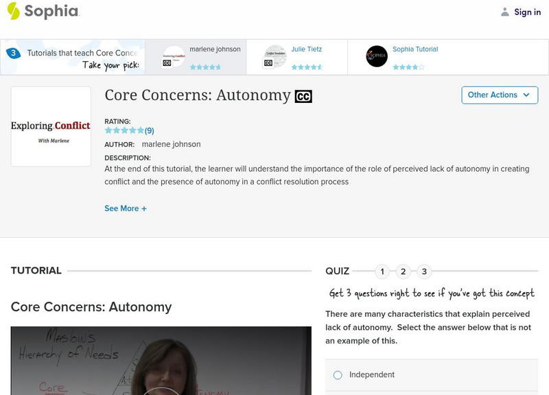 Sophia: Core Concerns: Autonomy: Lesson 2 Instructional Video Sophia: Core Concerns: Autonomy: Lesson 2 Instructional Video
