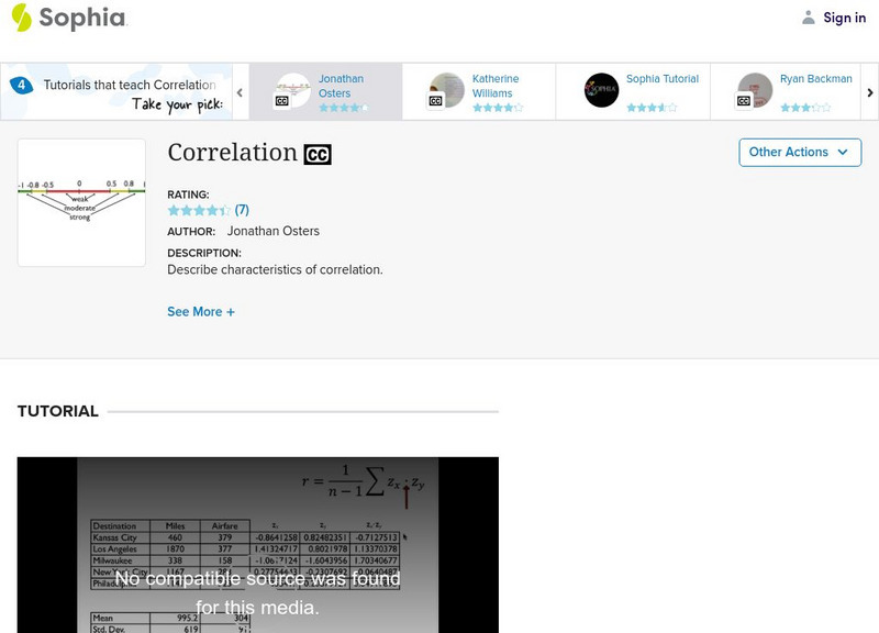 Sophia: Correlation: Lesson 8 Instructional Video