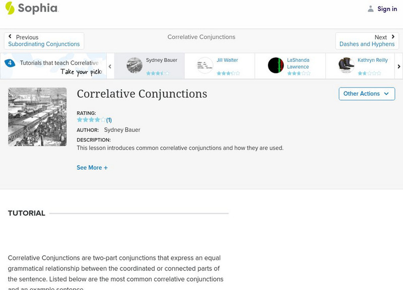 Sophia: Correlative Conjunctions: Lesson 3 Instructional Video