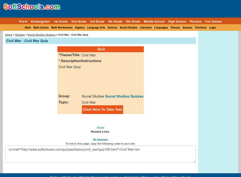 Soft Schools: Civil War Quiz Unknown Type Soft Schools: Civil War Quiz Unknown Type
