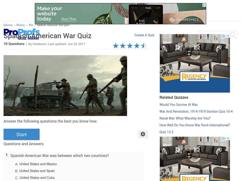 Pro Profs: Spanish American War Quiz Unknown Type Pro Profs: Spanish American War Quiz Unknown Type