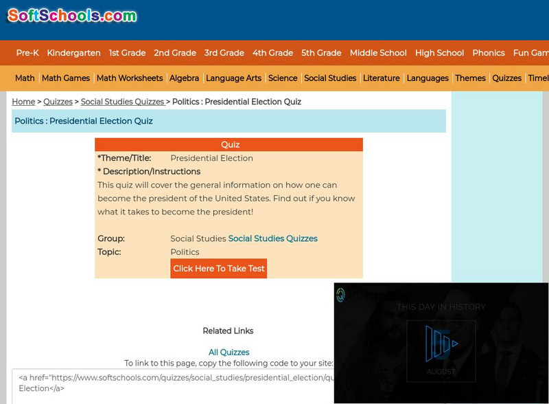 Soft Schools: Presidential Election Quiz Unknown Type Soft Schools: Presidential Election Quiz Unknown Type