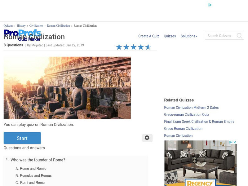 Pro Profs Quiz Maker: Roman Civilization Unknown Type Pro Profs Quiz Maker: Roman Civilization Unknown Type