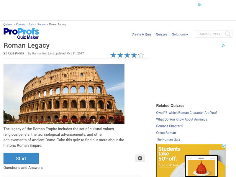 Pro Profs Quiz Maker: Roman Legacy Unknown Type