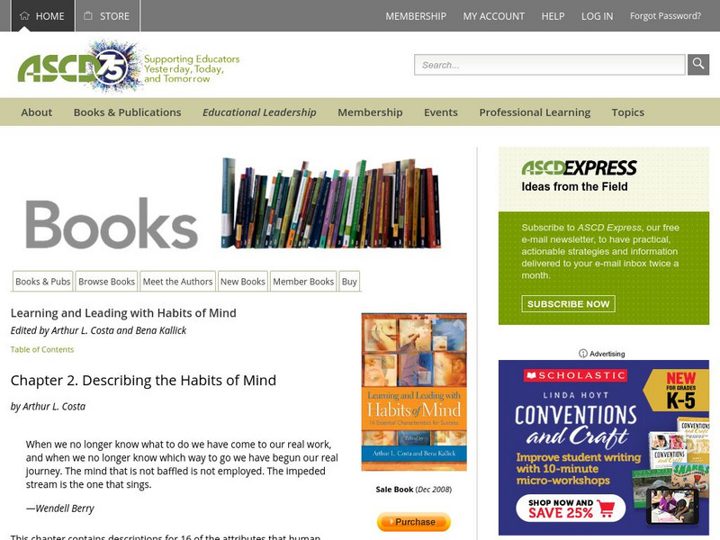 Ascd: Learning and Leading With Habits of Mind Article Ascd: Learning and Leading With Habits of Mind Article