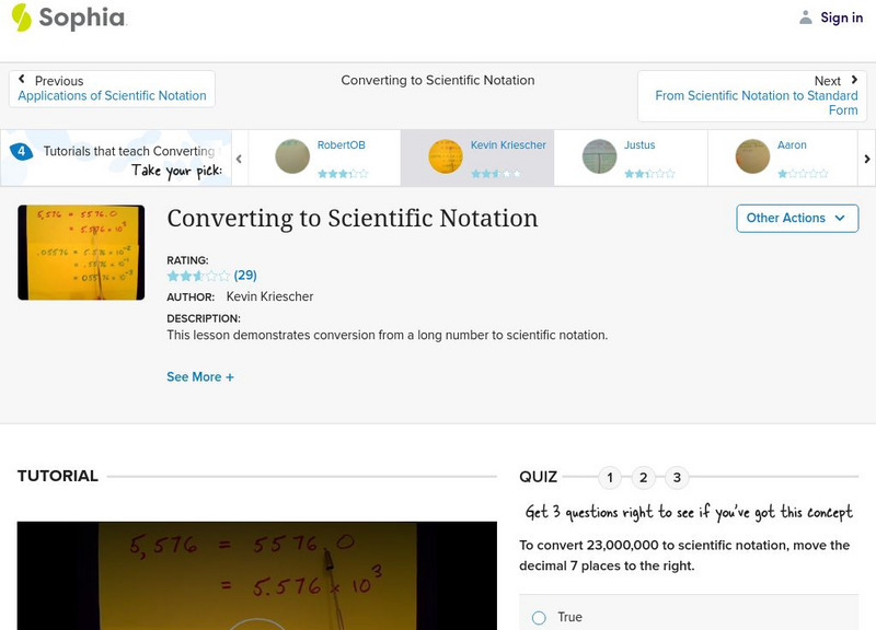 Sophia: Converting to Scientific Notation: Lesson 1 Instructional Video