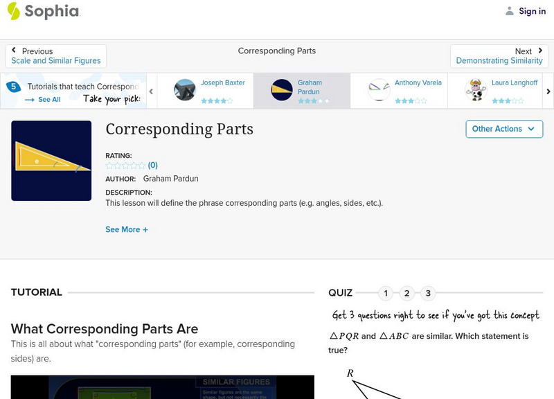Sophia: Corresponding Parts: Lesson 2 Instructional Video Sophia: Corresponding Parts: Lesson 2 Instructional Video