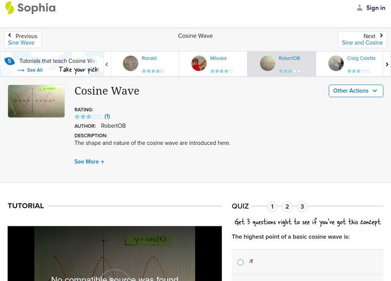Sophia: Cosine Wave: Lesson 3 Instructional Video Sophia: Cosine Wave: Lesson 3 Instructional Video