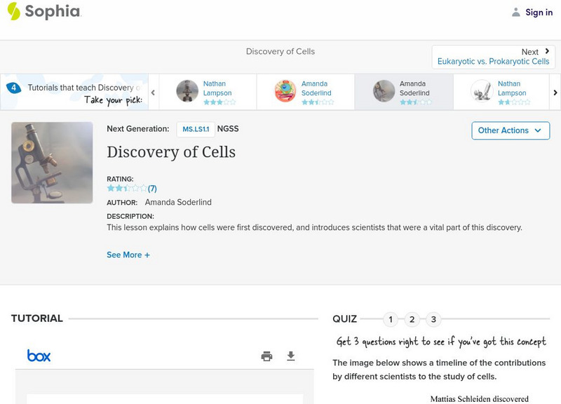 Sophia: Discovery of Cells: Lesson 2 PPT Sophia: Discovery of Cells: Lesson 2 PPT