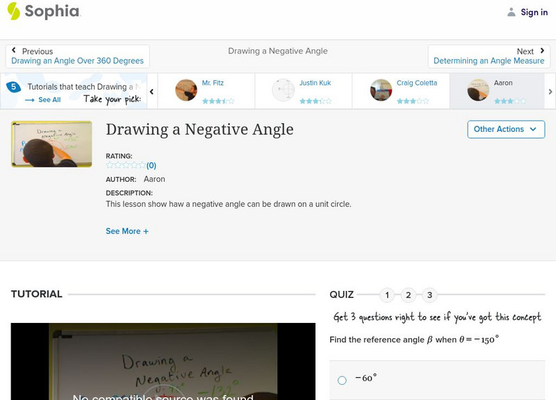 Sophia: Drawing a Negative Angle: Lesson 6 Instructional Video Sophia: Drawing a Negative Angle: Lesson 6 Instructional Video