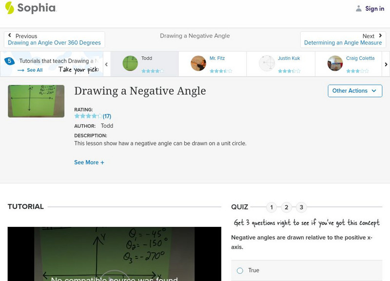Sophia: Drawing a Negative Angle: Lesson 7 Instructional Video Sophia: Drawing a Negative Angle: Lesson 7 Instructional Video