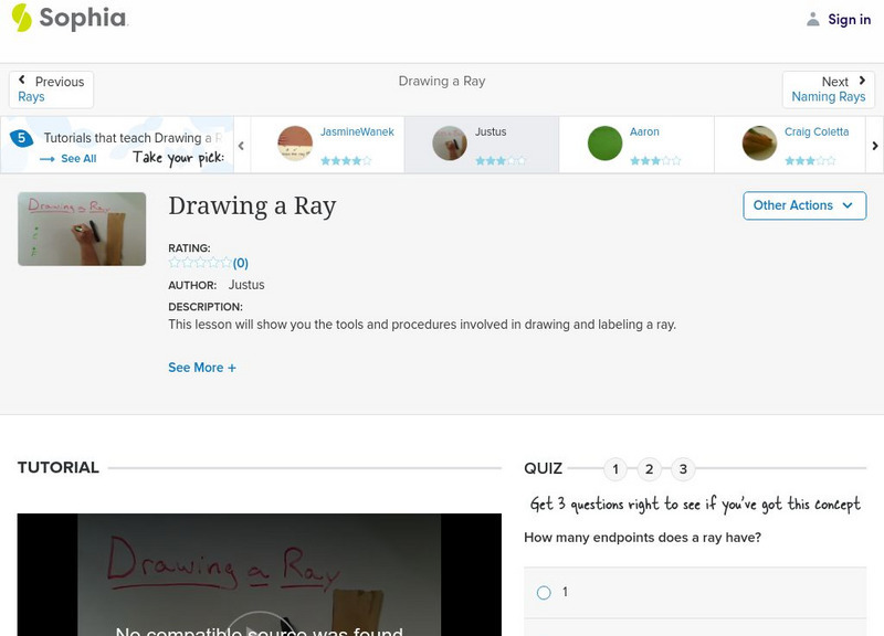 Sophia: Drawing a Ray: Lesson 2 Instructional Video Sophia: Drawing a Ray: Lesson 2 Instructional Video