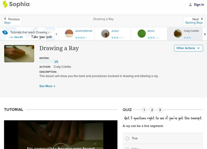 Sophia: Drawing a Ray: Lesson 6 Instructional Video Sophia: Drawing a Ray: Lesson 6 Instructional Video