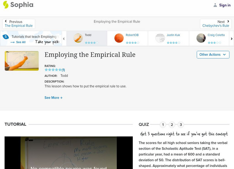 Sophia: Employing the Empirical Rule: Lesson 2 Instructional Video