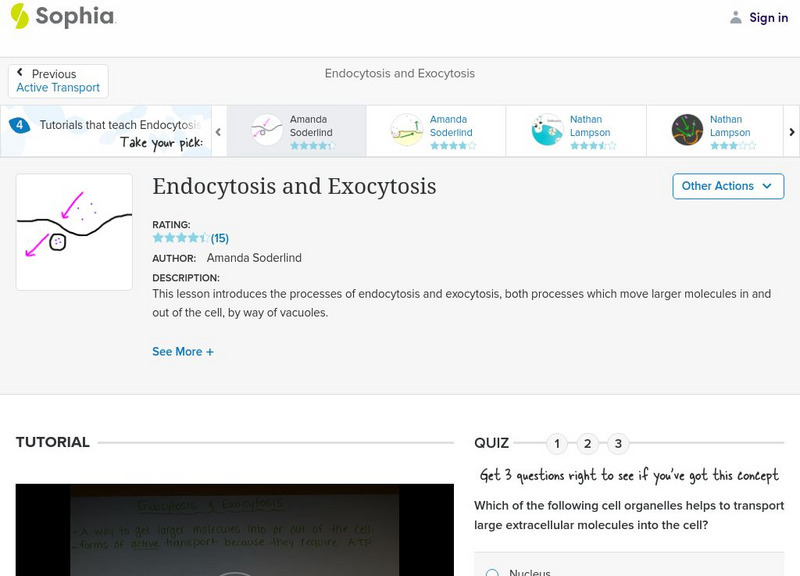 Sophia: Endocytosis and Exocytosis: Lesson 2 Instructional Video Sophia: Endocytosis and Exocytosis: Lesson 2 Instructional Video