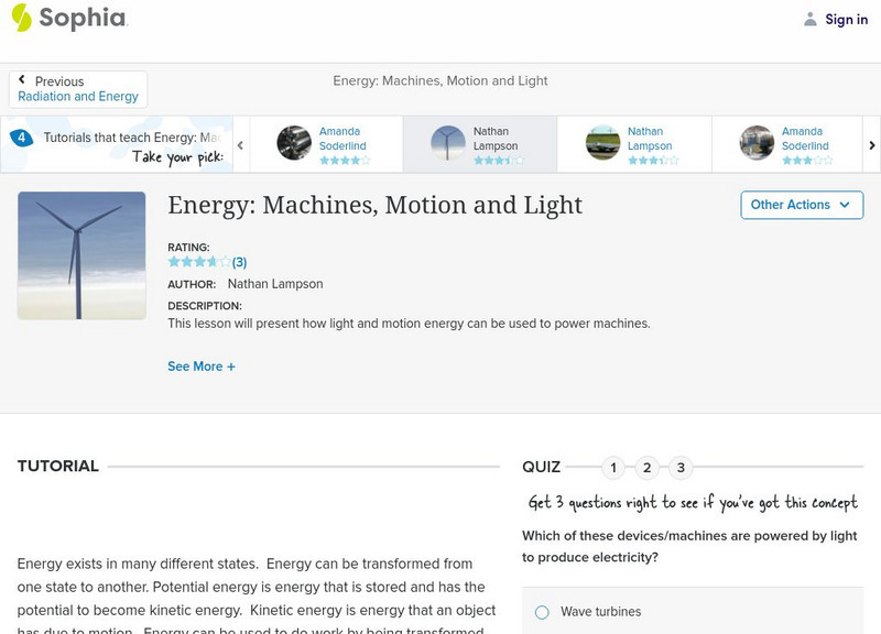 Sophia: Energy: Machines, Motion and Light: Lesson 2 Unit Plan Sophia: Energy: Machines, Motion and Light: Lesson 2 Unit Plan