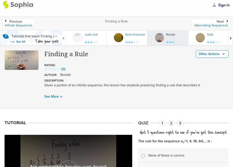 Sophia: Finding a Rule: Lesson 3 Instructional Video