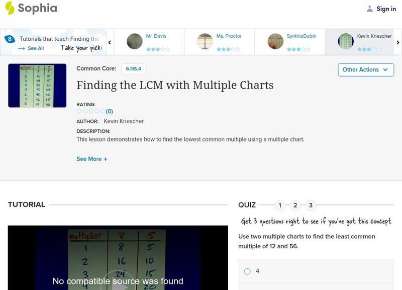 Sophia: Finding the Lcm With Multiple Charts: Lesson 2 Instructional Video