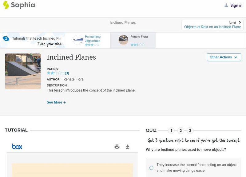 Sophia: Inclined Planes: Lesson 2 PPT Sophia: Inclined Planes: Lesson 2 PPT