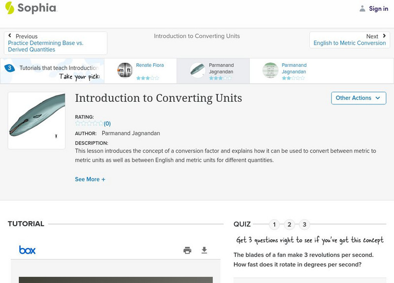 Sophia: Introduction to Converting Units: Lesson 5 PPT