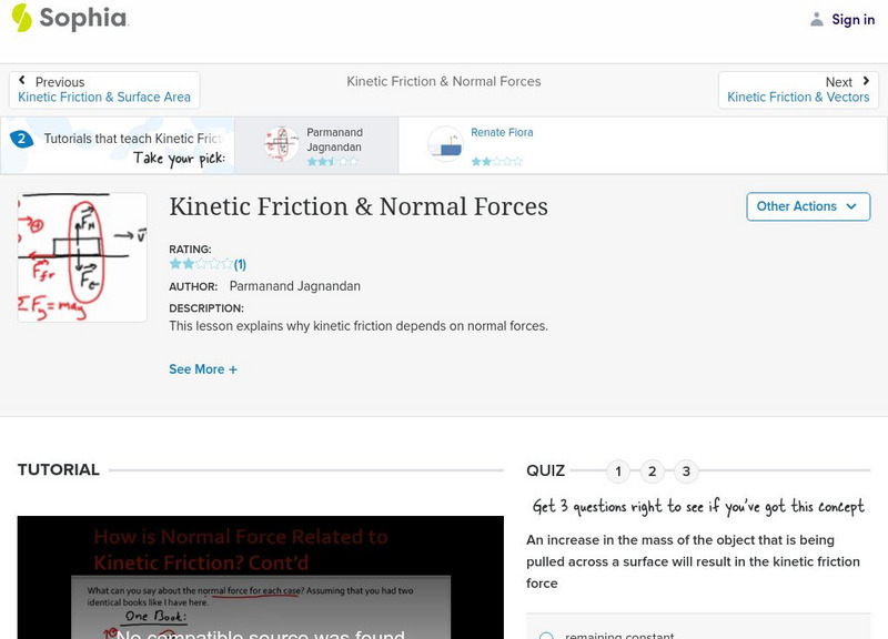 Sophia: Kinetic Friction & Normal Forces: Lesson 1 Unit Plan Sophia: Kinetic Friction & Normal Forces: Lesson 1 Unit Plan