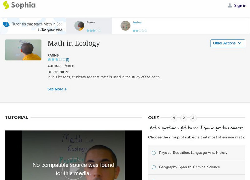 Sophia: Math in Ecology: Lesson 2 Instructional Video Sophia: Math in Ecology: Lesson 2 Instructional Video