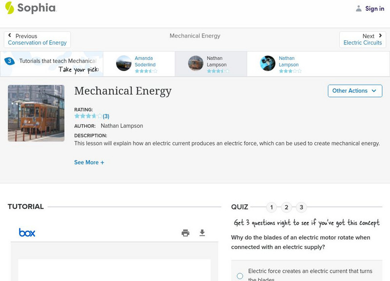 Sophia: Mechanical Energy: Lesson 4 PPT