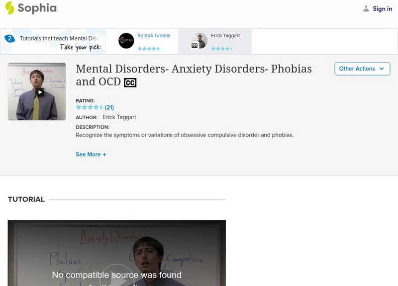 Sophia: Mental Disorders Anxiety Disorders Phobias and Ocd Instructional Video