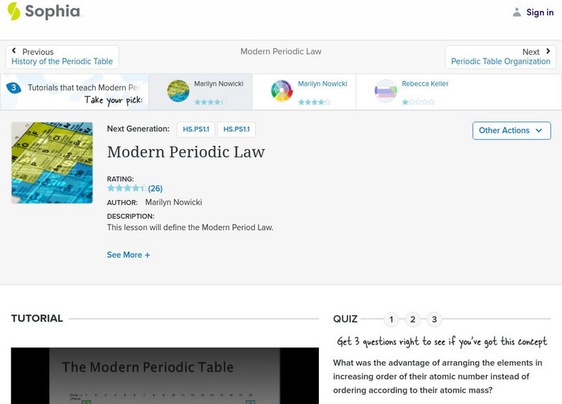 Sophia: Modern Periodic Law: Lesson 1 Unit Plan Sophia: Modern Periodic Law: Lesson 1 Unit Plan