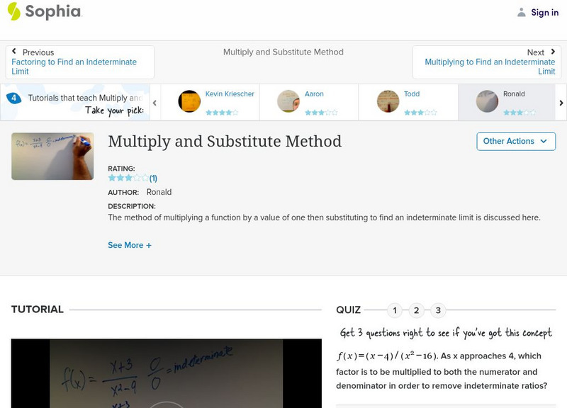 Sophia: Multiply and Substitute Method: Lesson 4 Instructional Video Sophia: Multiply and Substitute Method: Lesson 4 Instructional Video